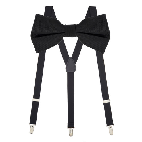 Bow Tie and Suspenders Set in Black