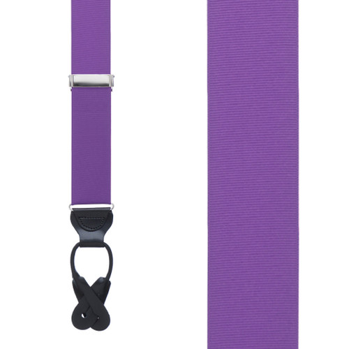 Grosgrain Button Suspenders in Purple - Front View