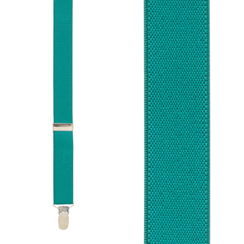 1 Inch Wide Clip Y-Back Suspenders in Teal - Front View