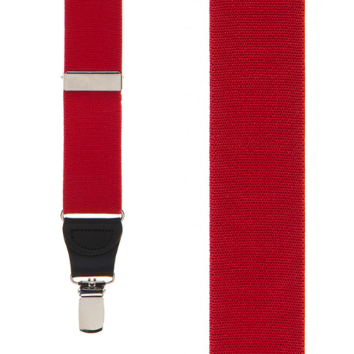 1.25 Inch Wide Y-Back Clip Suspenders in Red - Front View