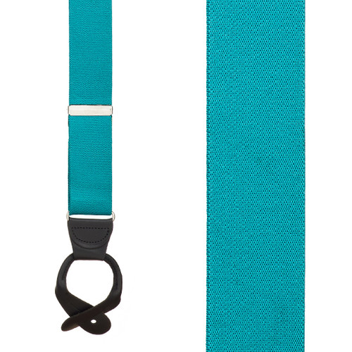 1.5 Inch Wide Button Suspenders  in Teal - Front View