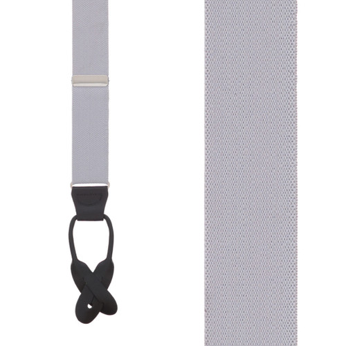 1.25 In Wide Button Suspenders in Light Grey - Front View