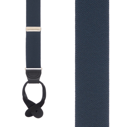 1.25 Inch Wide Button Suspenders in Navy - Front View