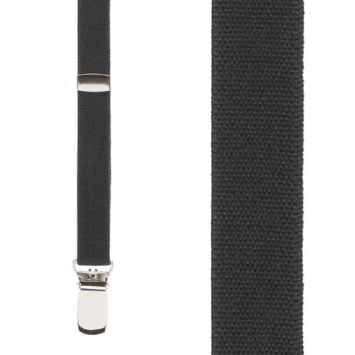 3/4 Inch Wide Thin Suspenders in Black Matte - Front View