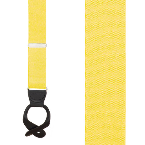 1.5 Inch Wide Button Suspenders in Yellow - Front View