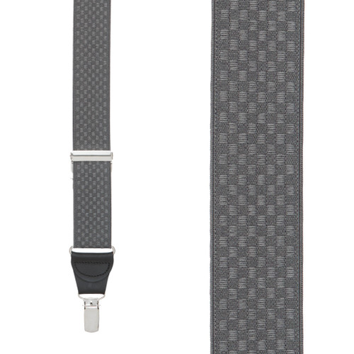 Checkered Jacquard Suspenders in Grey - Front View