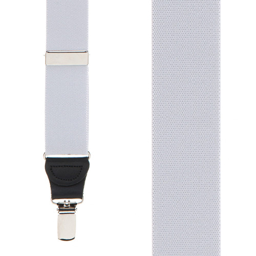1.25 Inch Wide Y-Back Clip Suspenders in Light Grey - Front View