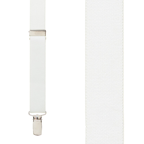1 Inch Wide Clip Y-Back Suspenders in White - Front View