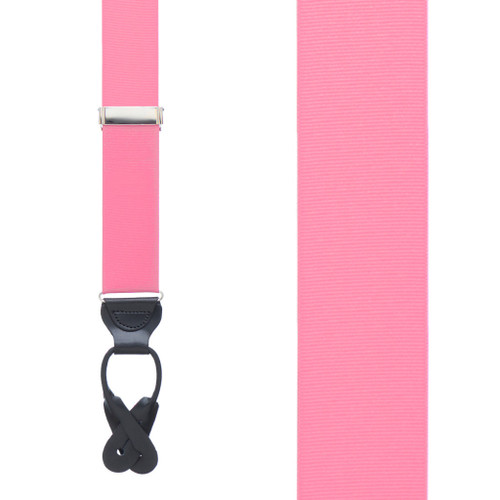 Grosgrain Button Suspenders - Pink Front View