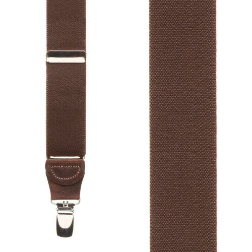 1.25 Inch Wide Y-Back Clip Suspenders in Brown - Front View