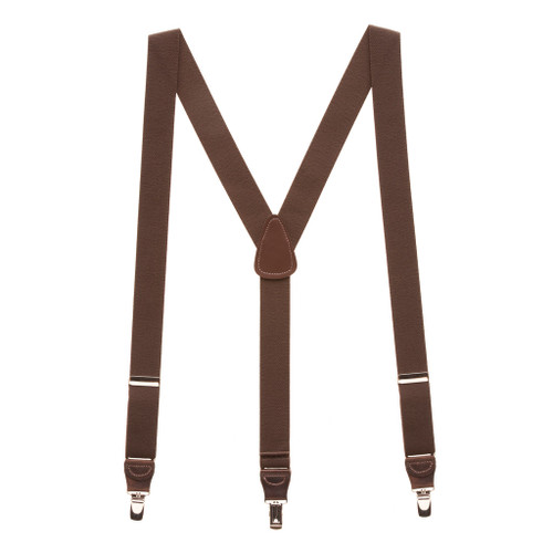 BROWN Suspenders - 1.25 Inch Y-Back Clip | SuspenderStore