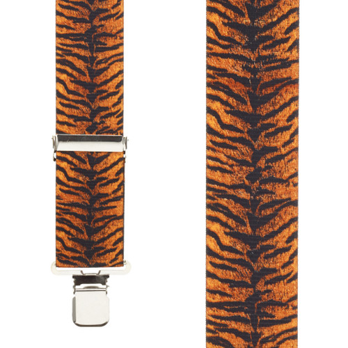 Tiger Print Suspenders Front View