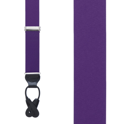 Grosgrain Button Suspenders in Dark Purple - Front View