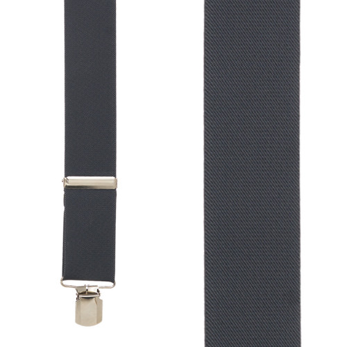 2-Inch Wide Pin Clip Suspenders in Dark Grey - Front View
