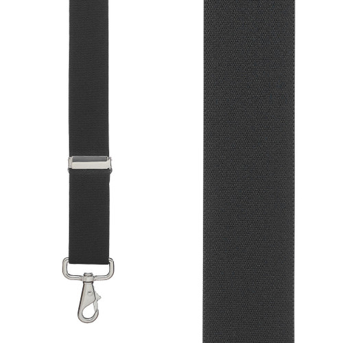 Front View - 1.5 Inch Wide Trigger Snap Suspenders - BLACK