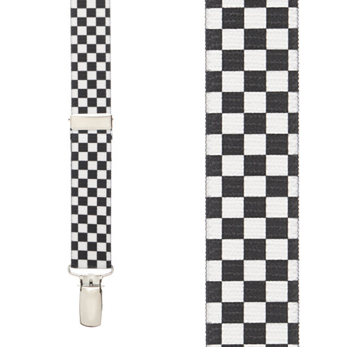 Black & White Checkered Suspenders - Front View