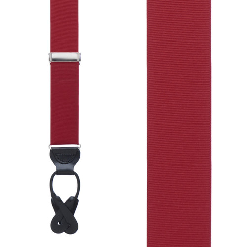 Grosgrain Button Suspenders in Dark Red - Front View