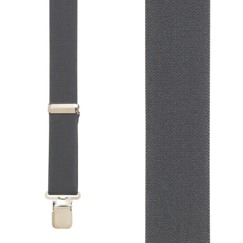 Front View - 1.5 Inch Wide Construction Clip Suspenders - DARK GREY