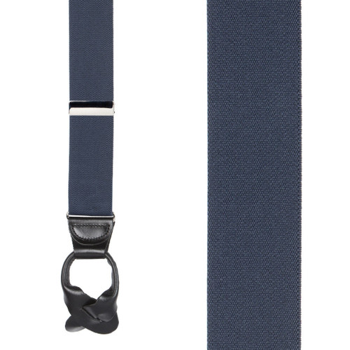 1.5 Inch Wide Button Suspenders  in Navy - Front View