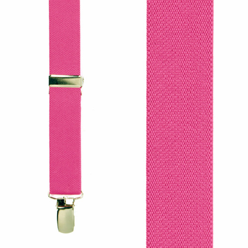 1 Inch Wide Clip X-Back Suspenders in Dark Pink - Front View