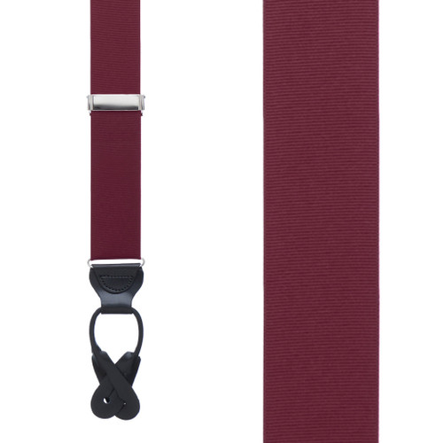 Grosgrain Button Suspenders in Burgundy - Front View