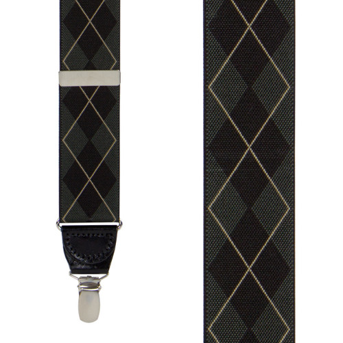Argyle Suspenders in Olive Green - Front View