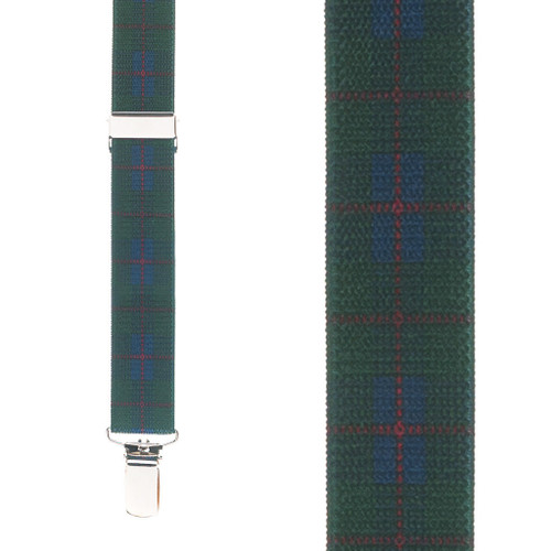 Plaid Suspenders in Green - Front View