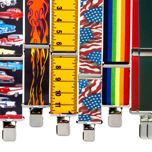 Big & Tall 1.5-Inch Novelty Finger Clip Suspenders - All Designs