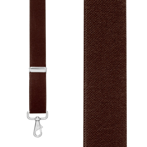 Front View - 1.5 Inch Wide Trigger Snap Suspenders - BROWN