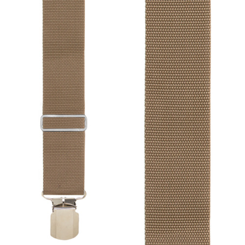 Heavy Duty Non-Stretch Work Suspenders - TAN Pin Clips