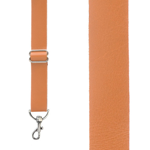All Leather Trigger Snap Suspenders in Natural - Front View