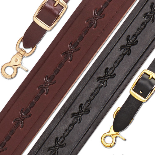 Barbed Wire 1.5 Inch Wide Western Leather Suspenders - All Colors