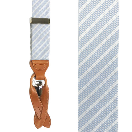 Trafalgar Striped Silk Suspenders in Blue - Front View