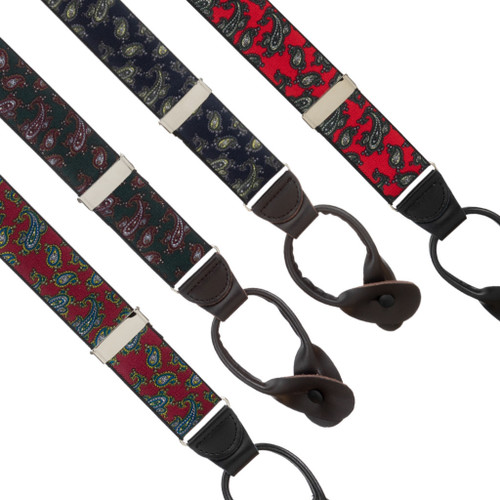 Paisley Button Suspenders - All Colors