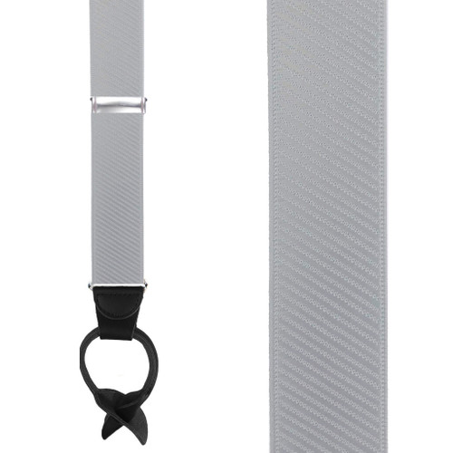 French Satin Twill Suspenders in Light Grey - Front View
