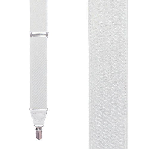 French Satin Twill Suspenders in White - Front View