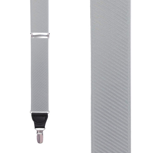 French Satin Twill Suspenders in Light Grey - Front View