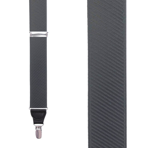 French Satin Twill Suspenders in Dark Grey - Front View