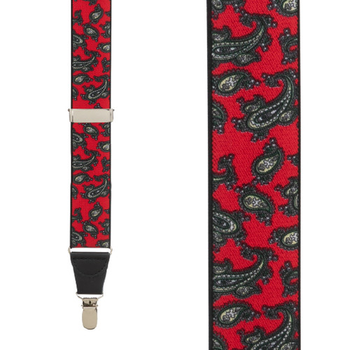 Paisley suspenders in Red - Front View