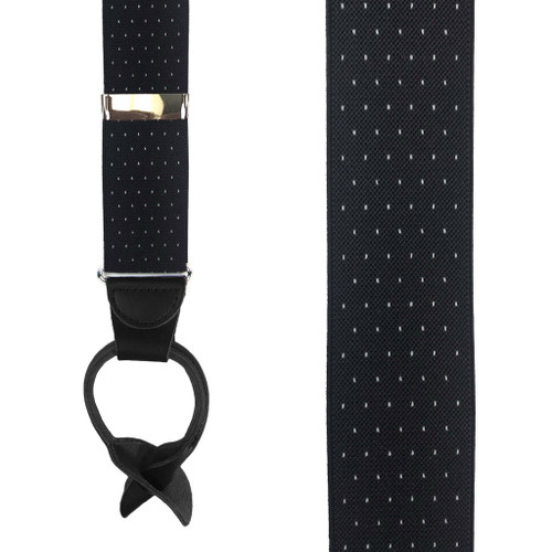 Woven Pin Dot Suspenders in Black - Front View