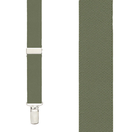 1 Inch Wide X-Back Clip Suspenders in Olive - Front View