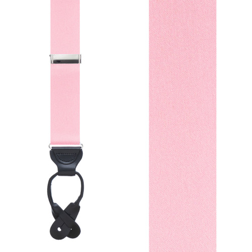Bangkok Silk Button Suspenders in Pink - Front View
