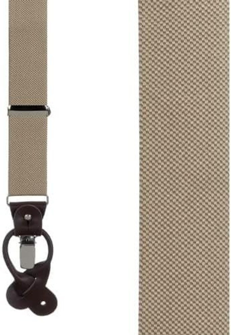 KHAKI Oxford Cloth Suspenders by Oxford Kent  - CONVERTIBLE