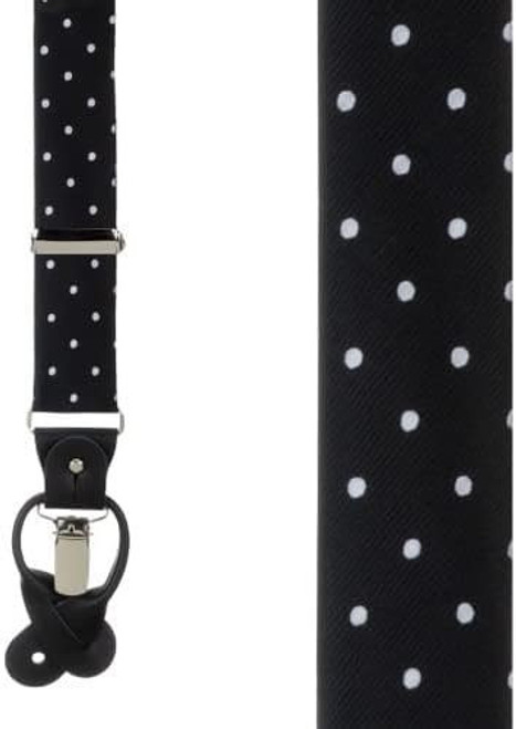 Black & White Polka Dot Suspenders by Oxford Kent - CONVERTIBLE