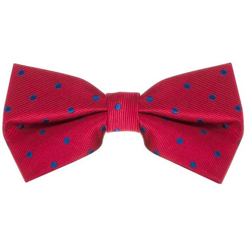 Red & Navy Polka Dot Bow Tie by Oxford Kent