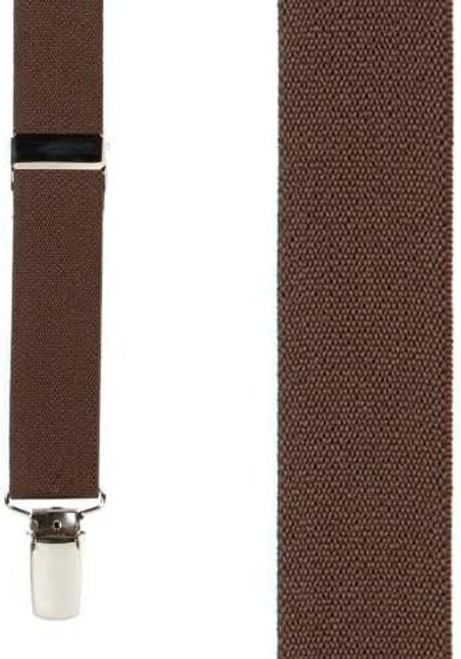 1 Inch Wide Clip Suspenders (X-Back) - BROWN