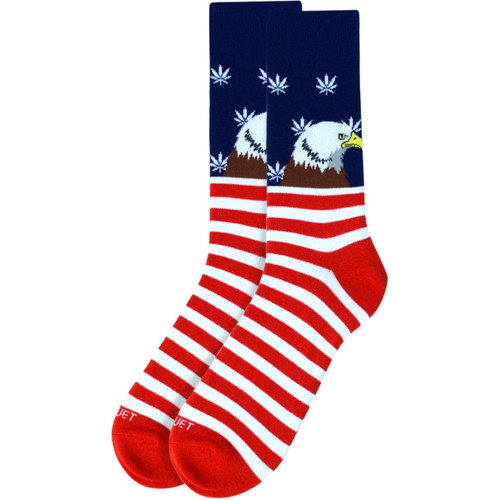 Freedom & Fun Men's Premium Crew Socks with Bald Eagle, American Flag