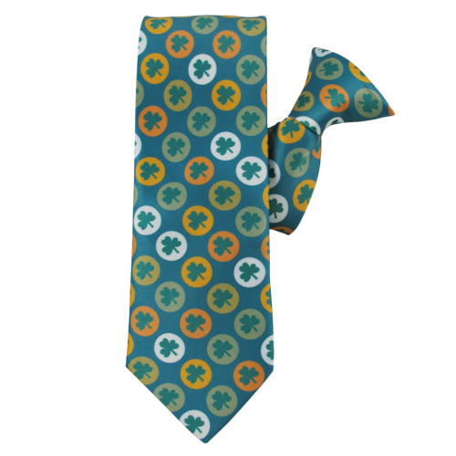 Shamrock Circles Pre-Tied Neck Tie - Clip-On