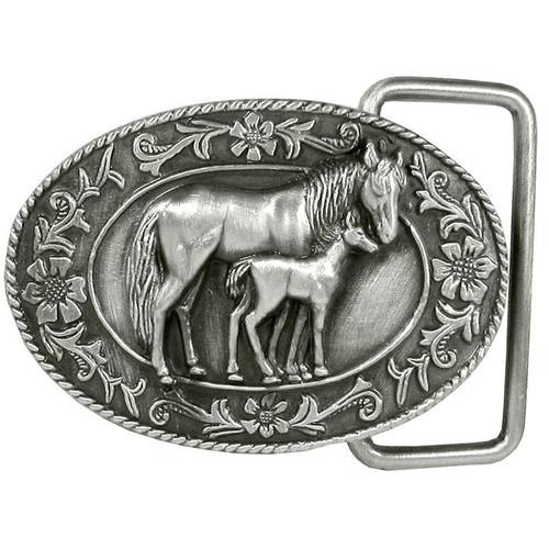 Mother and Foal Belt Buckle - Black/Brown