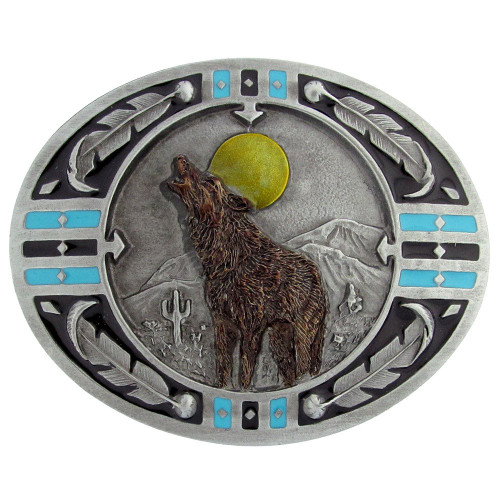 Wolf's Call Belt Buckle - Black/Brown